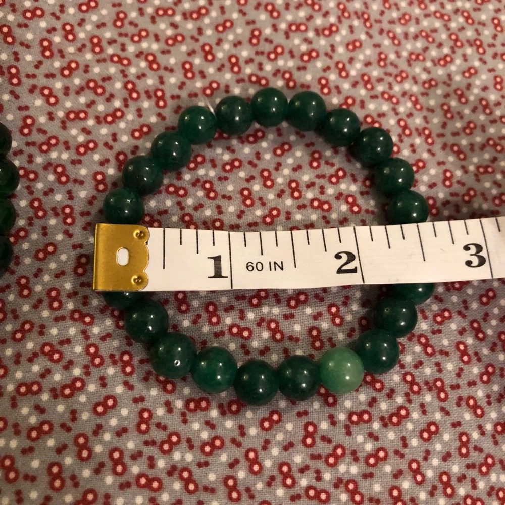 Elegant Green Beaded Bracelet Set of 2 Bracelets